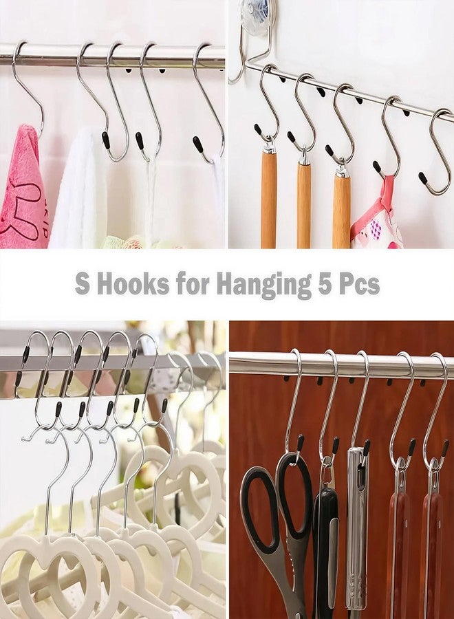 Oblivion S Hooks for Hanging 5 Pcs - Heavy Duty Stainless Steel Hooks for Clothes, 3" Inch Long Extension for Wardrobe Accessory, Utility Organizer for Kitchenware, Workshop, Office, Bathroom & Pots - Image 3